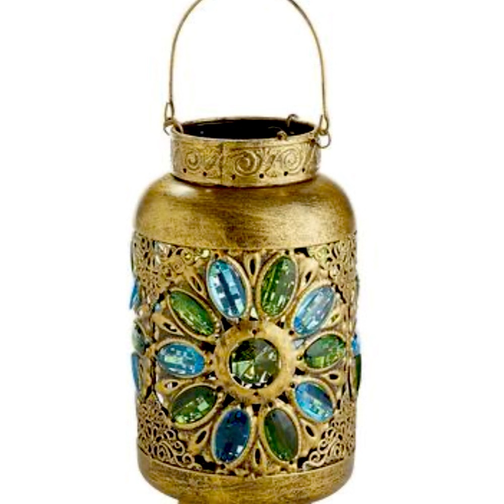 Elegant Gold and Blue Decorative Lanterns (2)